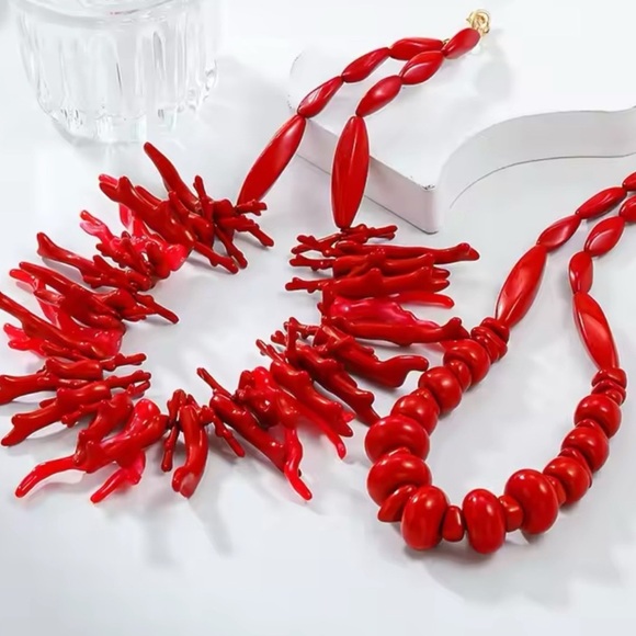 Vintage Red Coral Statement Necklace - Picture 8 of 10